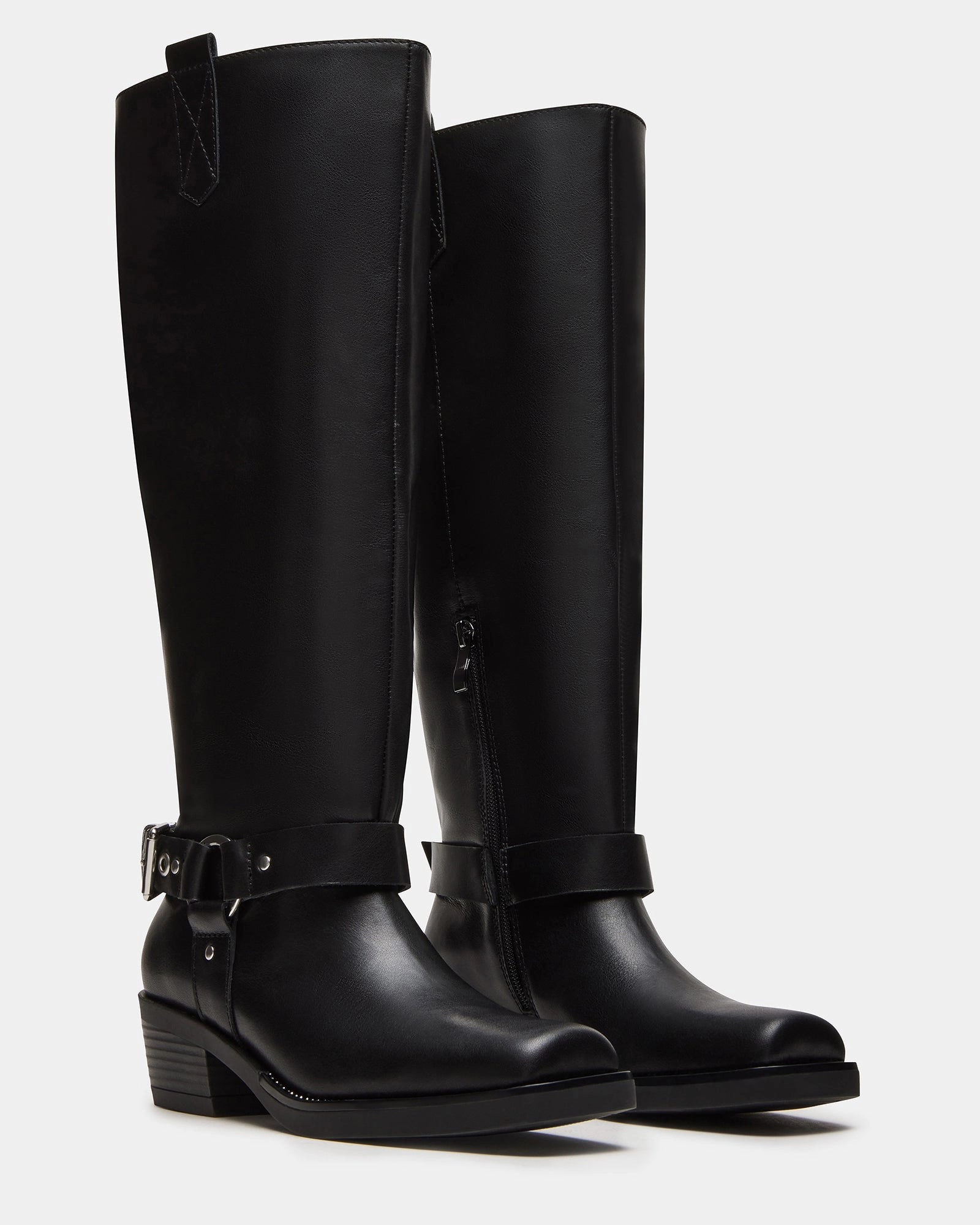 Over The Knee Heeled Boots HAWKINS BLACK LEATHER