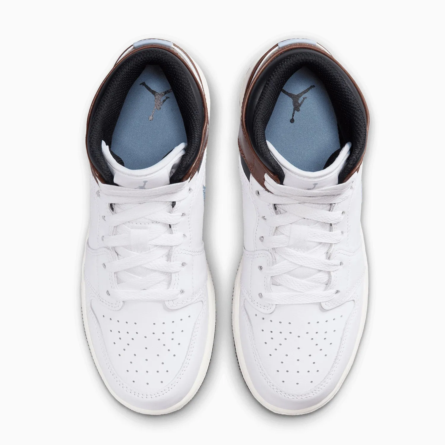 Socks With Sneakers Kid's Air Jordan 1 Mid SE "Brown Blue Grey" Grade School