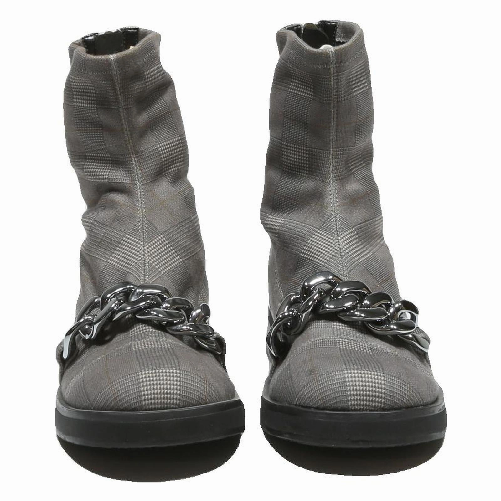 Red Wings Boots CHARLES & KEITH Womens Grey Check Ankle Boots Synthetic UK 3 Zip Detail Chain