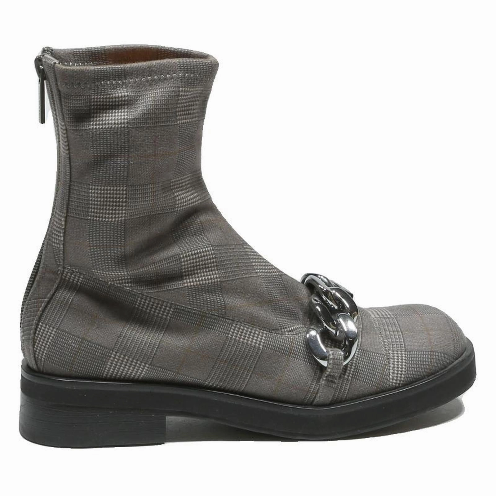 Narrow Calf Dress Boots CHARLES & KEITH Womens Grey Check Ankle Boots Synthetic UK 3 Zip Detail Chain