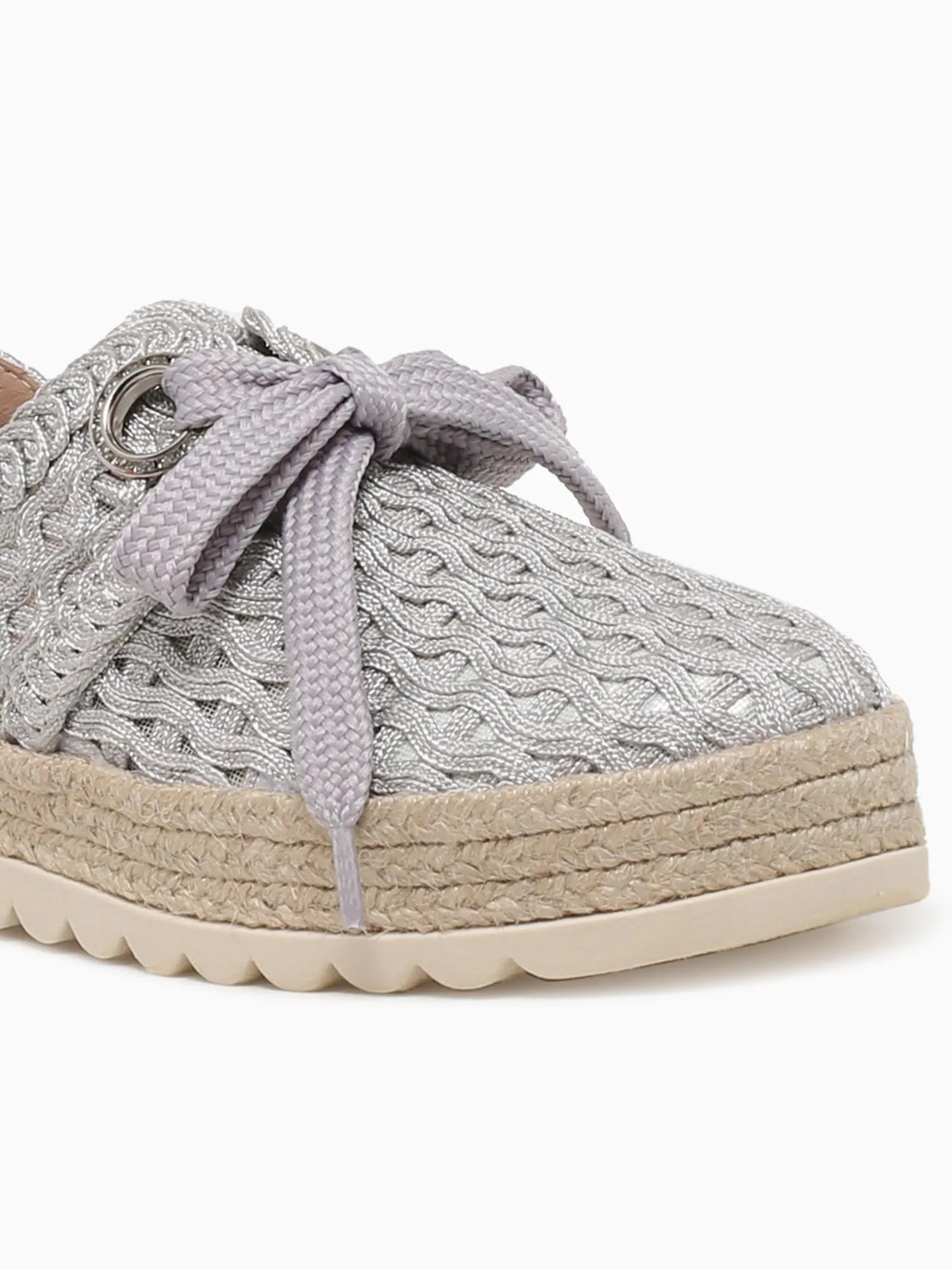 Mairin Silver Weave Sneakers Casual Sport Shoes