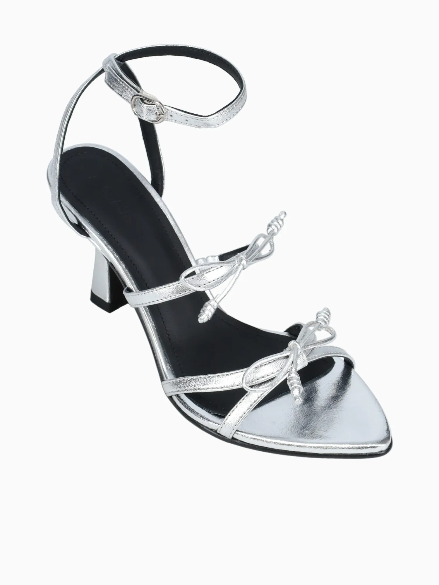 Black Casual Work Shoes Malia Silver Leather