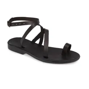 Mara - Leather Thin Ankle Strap Sandal | Black South Coast Hotel
