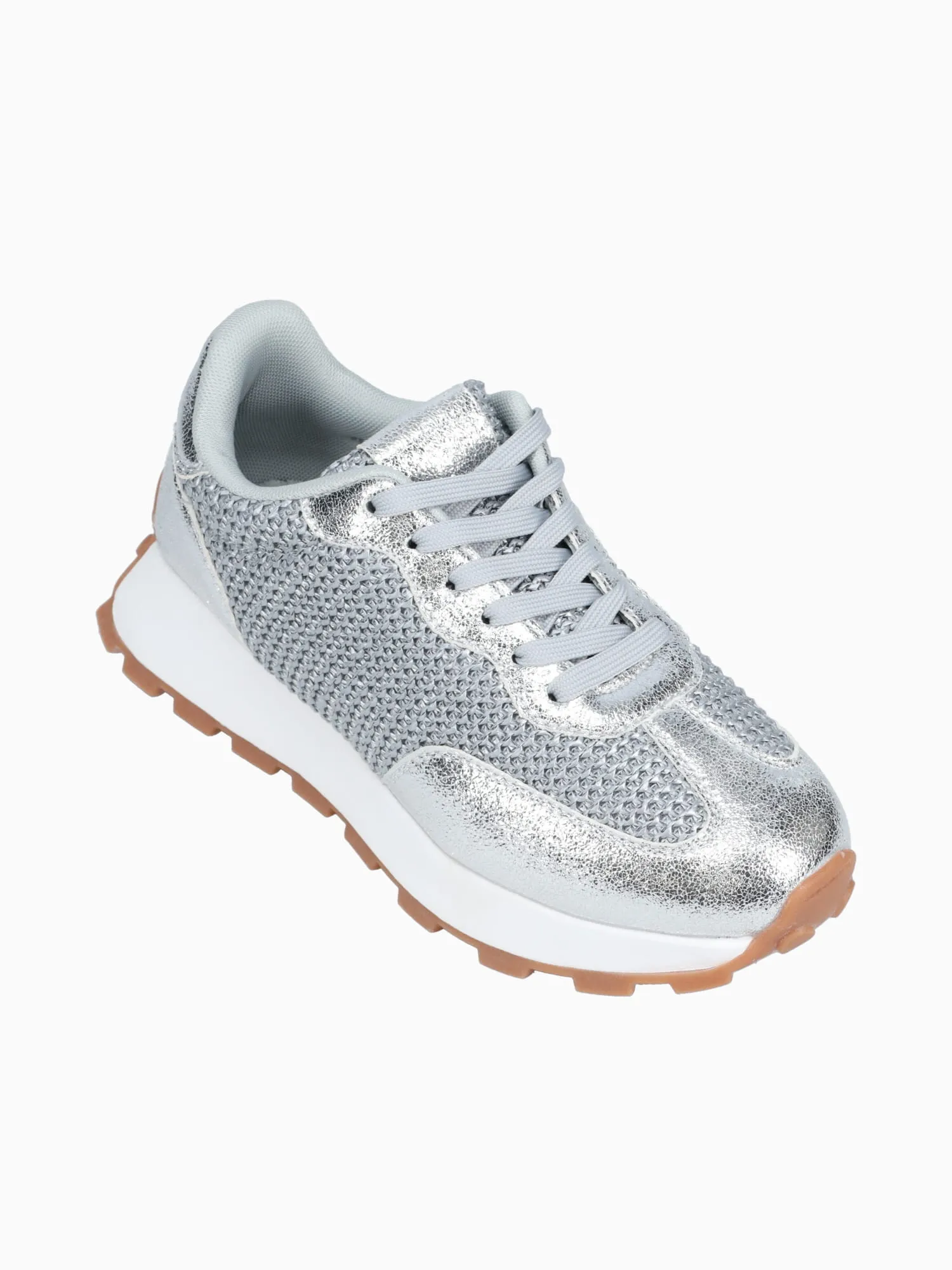 Men Business Casual Shoe Margaret Silver Knit