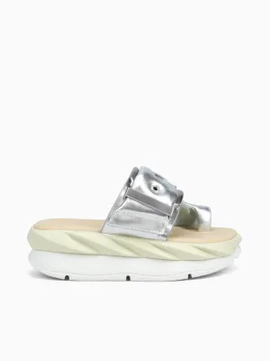 Mellow Glow Silver Metallic Sheep Lea Stq Walking Shoes Casual Lace Up Tennis Shoes