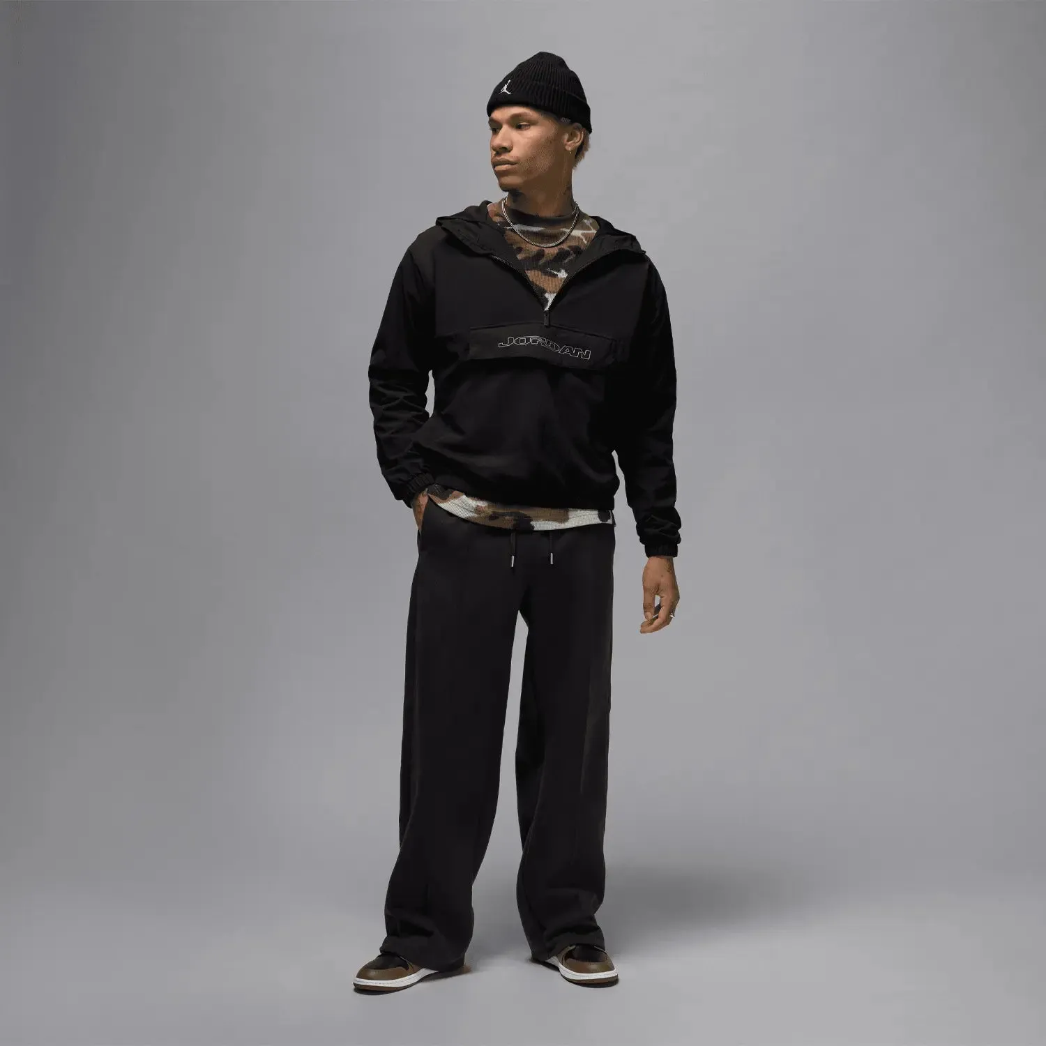 Basketball Sneakers Wide Width Men's Air Jordan 1 Mid "Black Medium Olive"