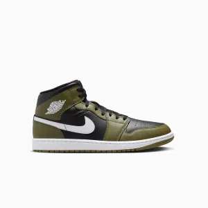 Men's Air Jordan 1 Mid "Black Medium Olive" Sneakers Vs Running Shoes