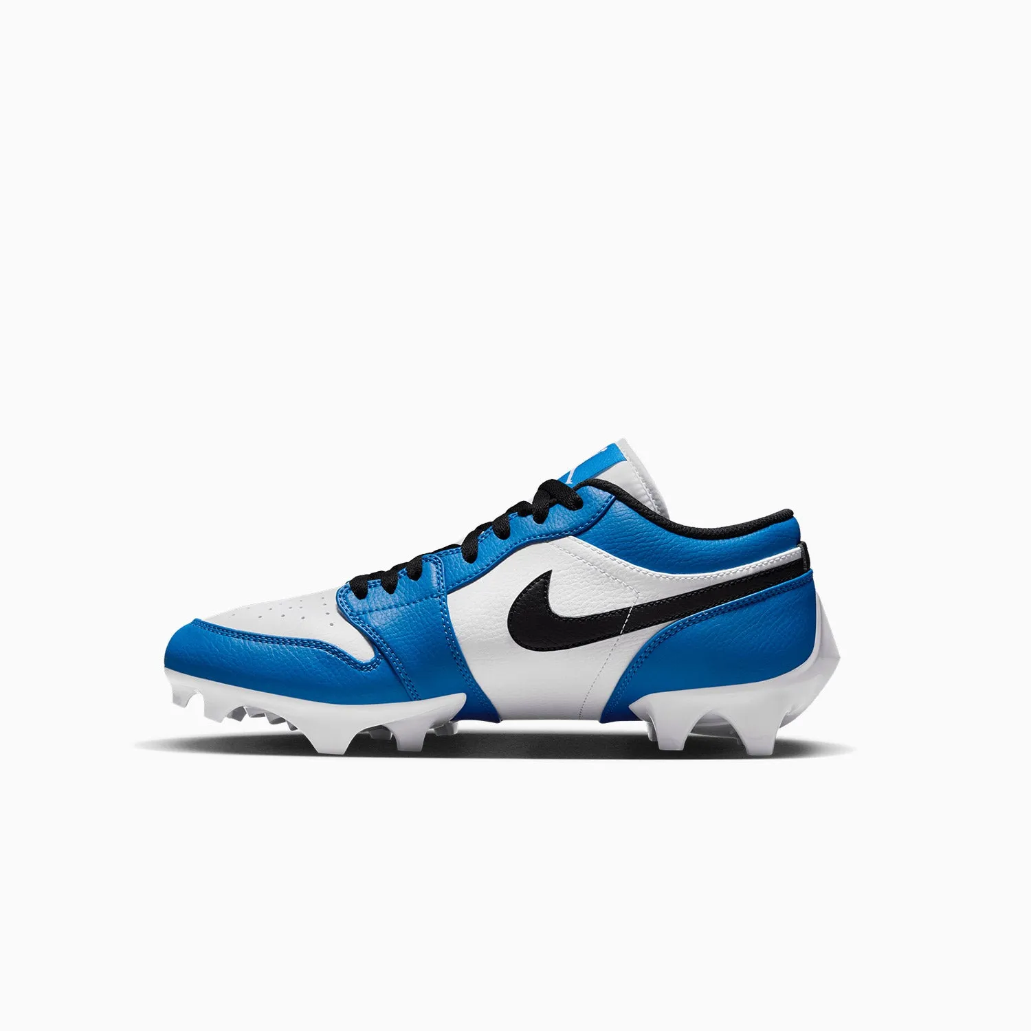 Men's Jordan 1 Low TD Football Cleat "White Black Royal" Sneakers With Denim