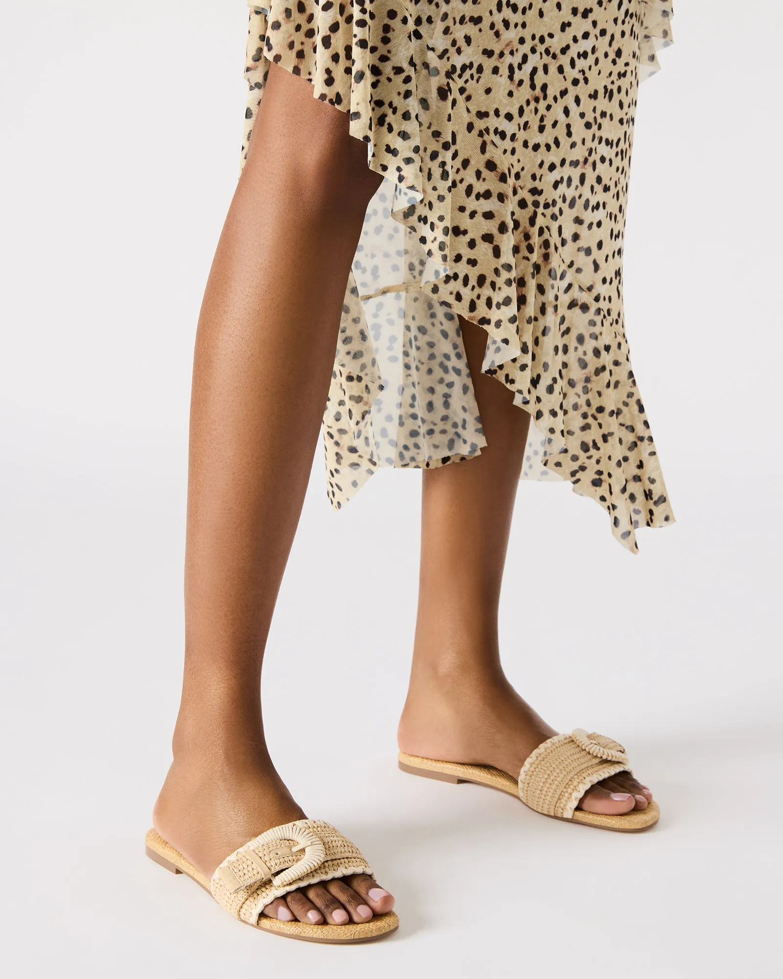 MERLA NATURAL RAFFIA Bridal Sandals Flat