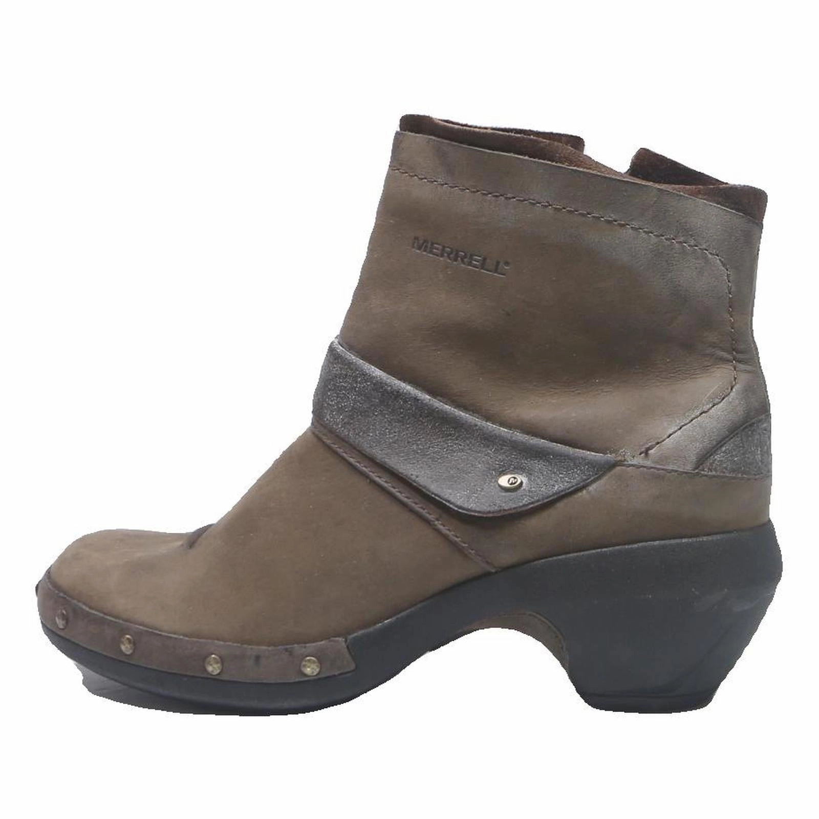 MERRELL Womens Brown Leather Ankle Boots UK 4.5 Comfort Casual Outdoor Ladies Winter Boots