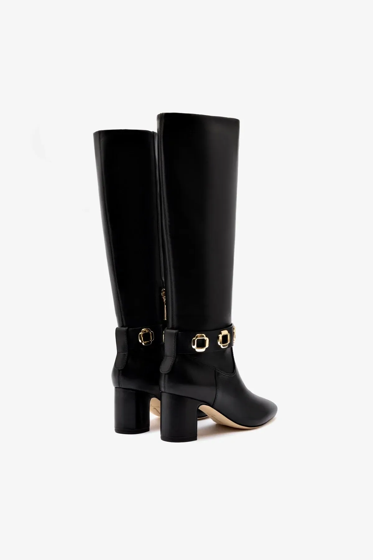 Milan Block Boot In Black Leather Laced Boots