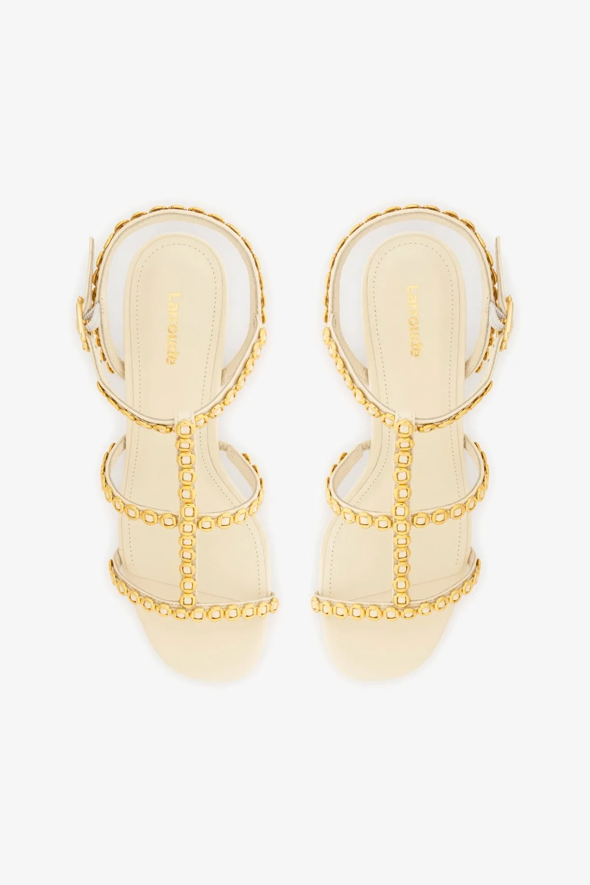 Milanina Block Sandal In Ivory Leather English Casual Shoes