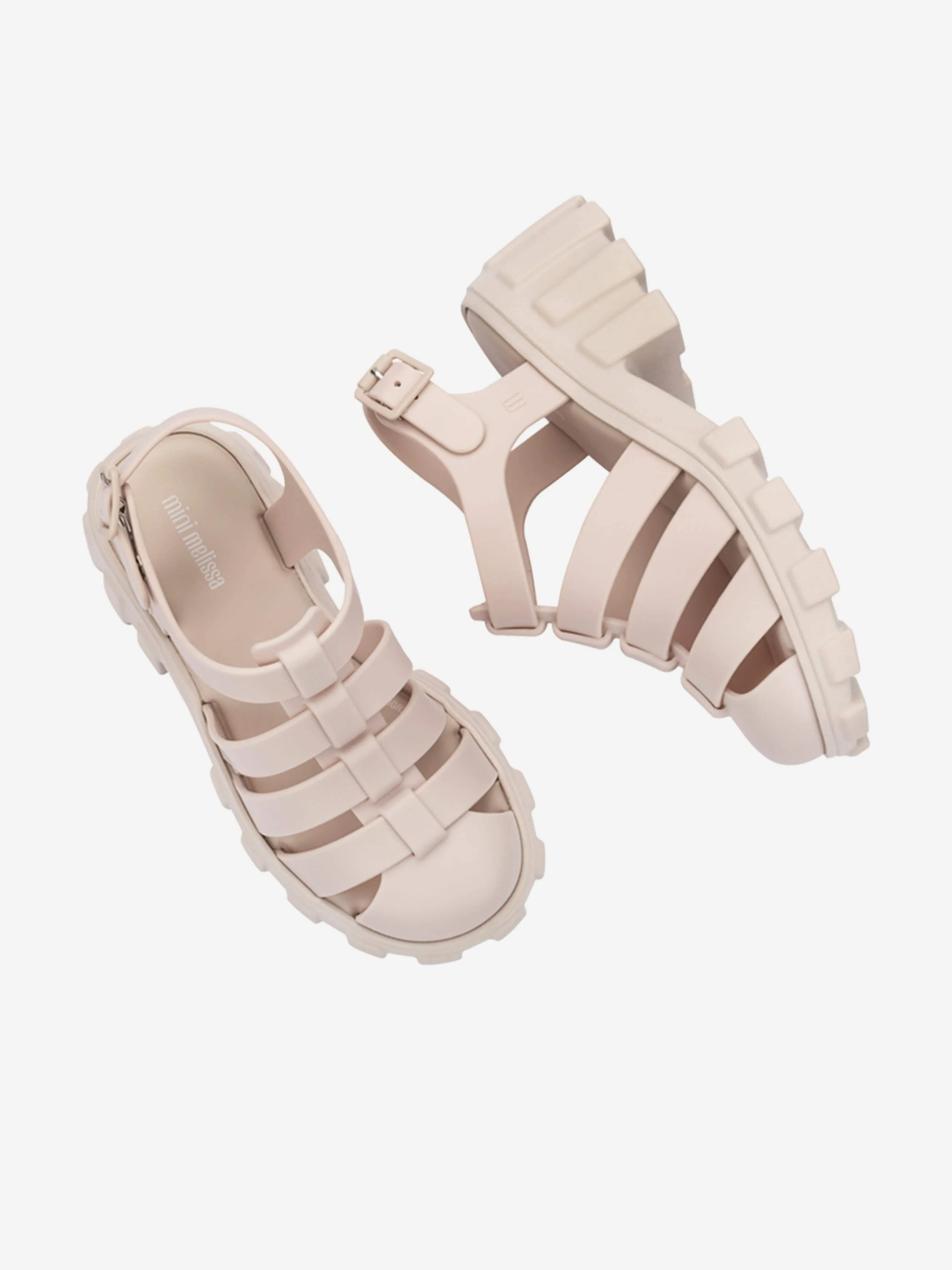 Mini Melissa Girls Megan Sandals in Ivory Casual Shoes Cow Leather