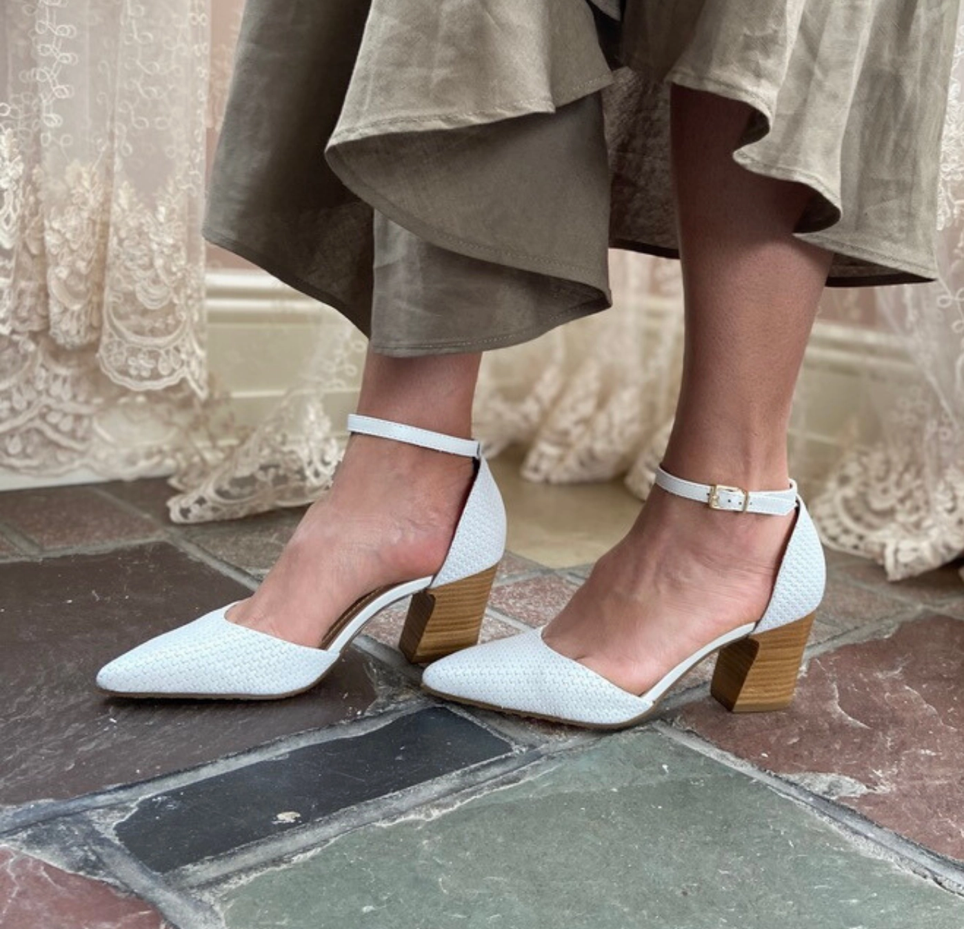 Stiletto High Heel Miracle Woven Block Heeks