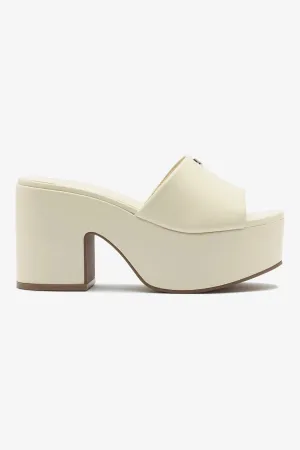 Miso Platform Mule In Ivory Leather Nunn Bush Moc Toe Casual Oxford Shoes