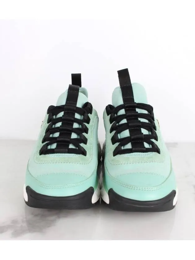 Spikeless Golf Sneakers Mixed fiber mint gold 36 5 235 Chanel