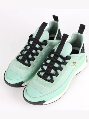 Fuzzy Sneakers Mixed fiber mint gold 36 5 235 Chanel