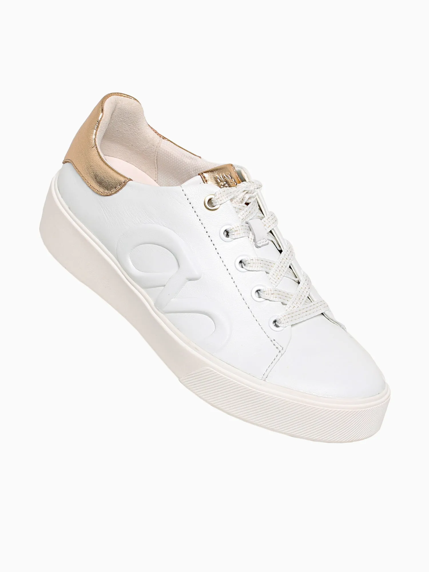 Morrison Logo White Gold leather Casual Walking Shoes