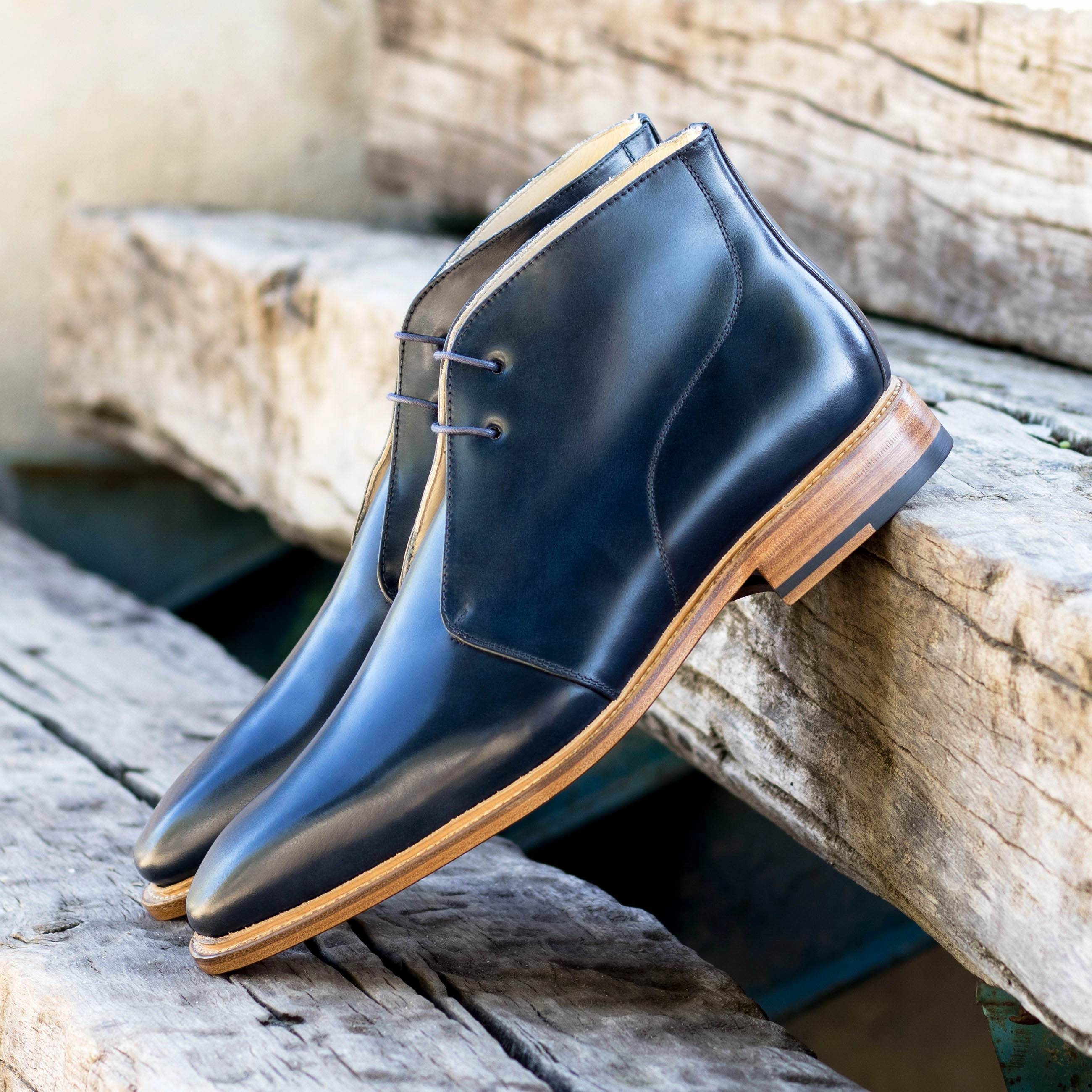 Navy Shell Cordovan Chukka Boots Australian Chelsea Boots
