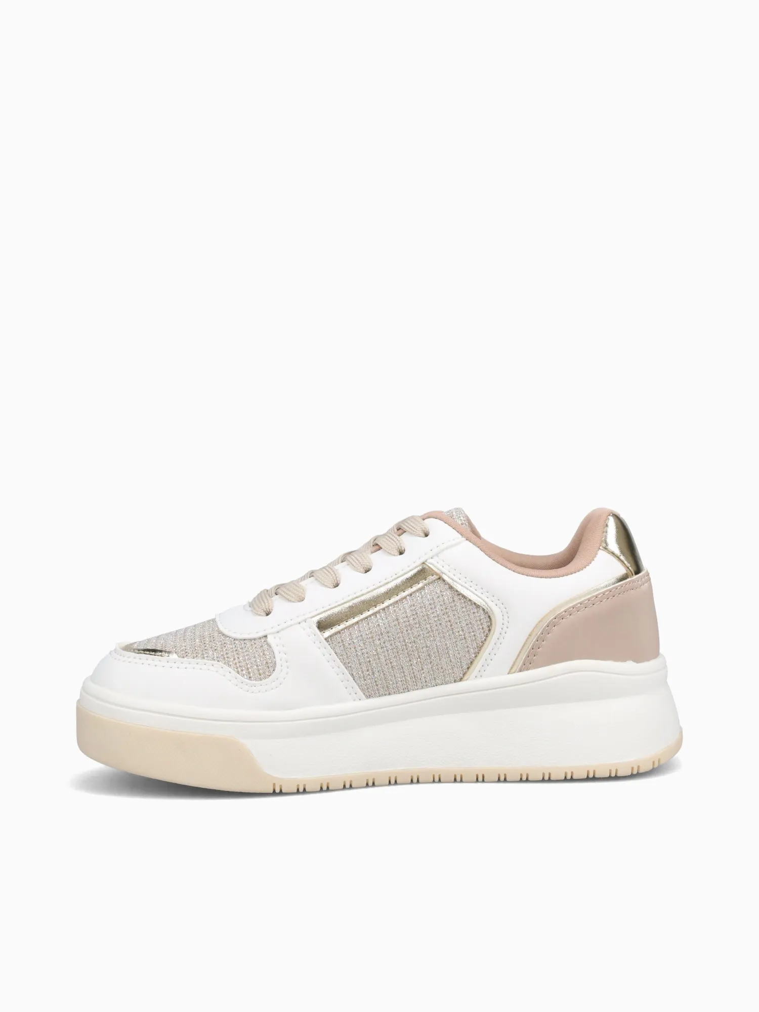 Yadi Gold Smooth Metallic Flat Casual Shoes