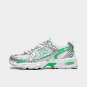 White And Green New Balance New Balance 530 Silver Metallic / Green Apple