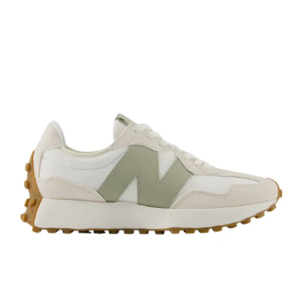 New Balance Women's 327 White/Olive Cheap New Balance Mens Shoes