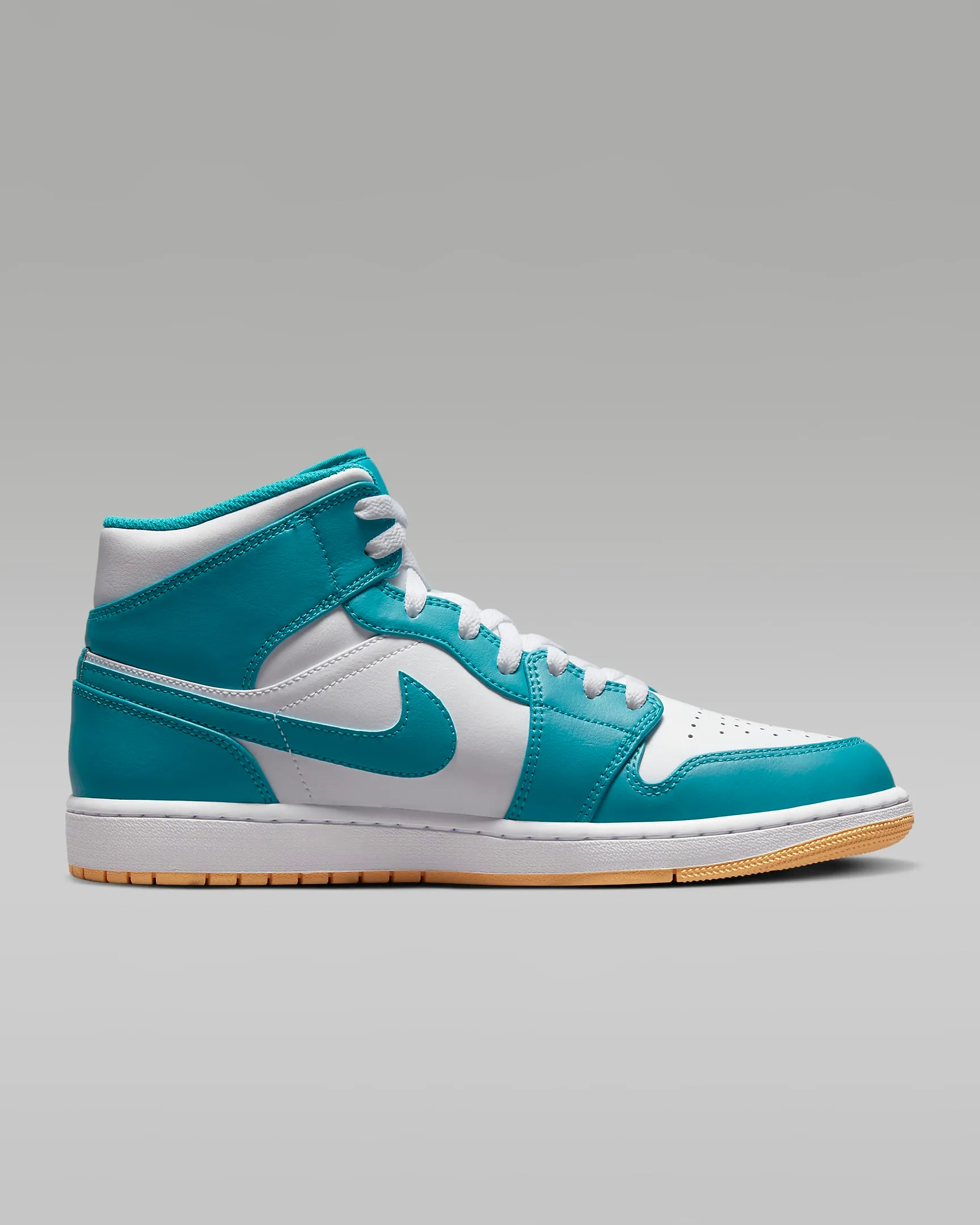 Nike Men's Air Jordan 1 Mid Shoes - Aquatone / White / Celestial Gold Cargo Sneakers