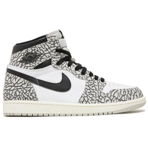 Planet Fitness And Silver Sneakers Nike Men's Air Jordan 1 Retro OG Shoes - Tech Grey / Muslin / Black / White