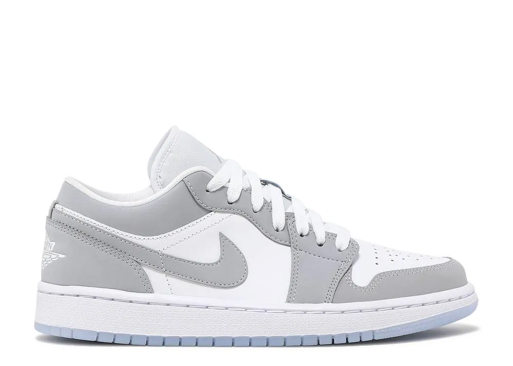 Nike Womens Air Jordan 1 Low 'White Wolf Grey' Sneakers With Wedge