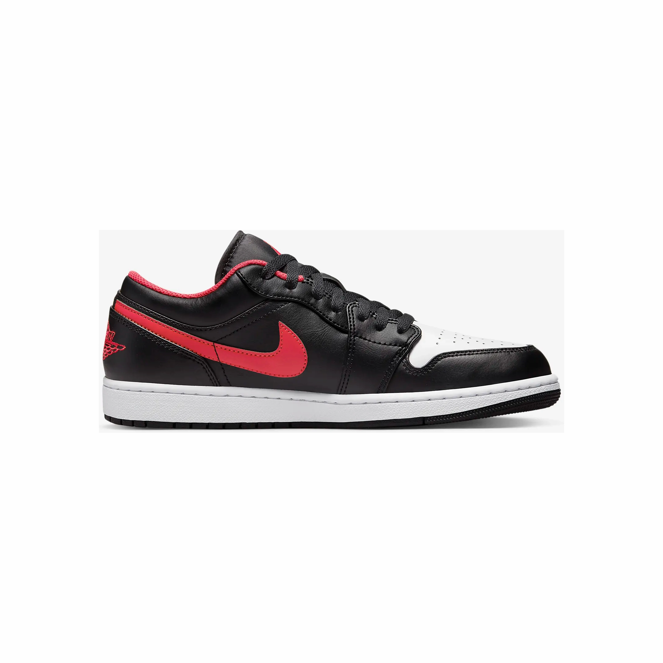 Nike Men's Air Jordan 1 Low Shoes - Black / White / Fire Red On Sneakers