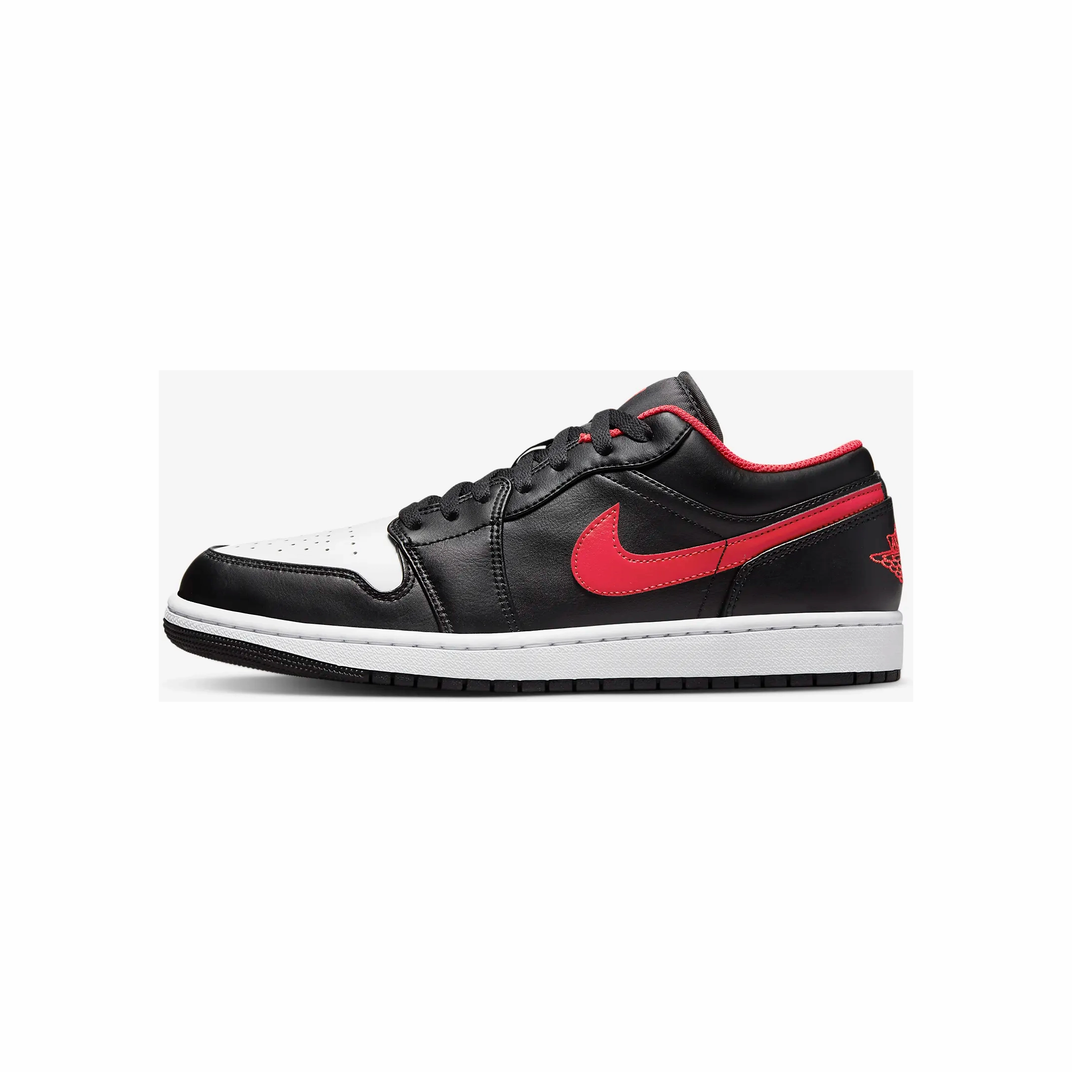 Nike Men's Air Jordan 1 Low Shoes - Black / White / Fire Red Cloud 6 Push Sneakers