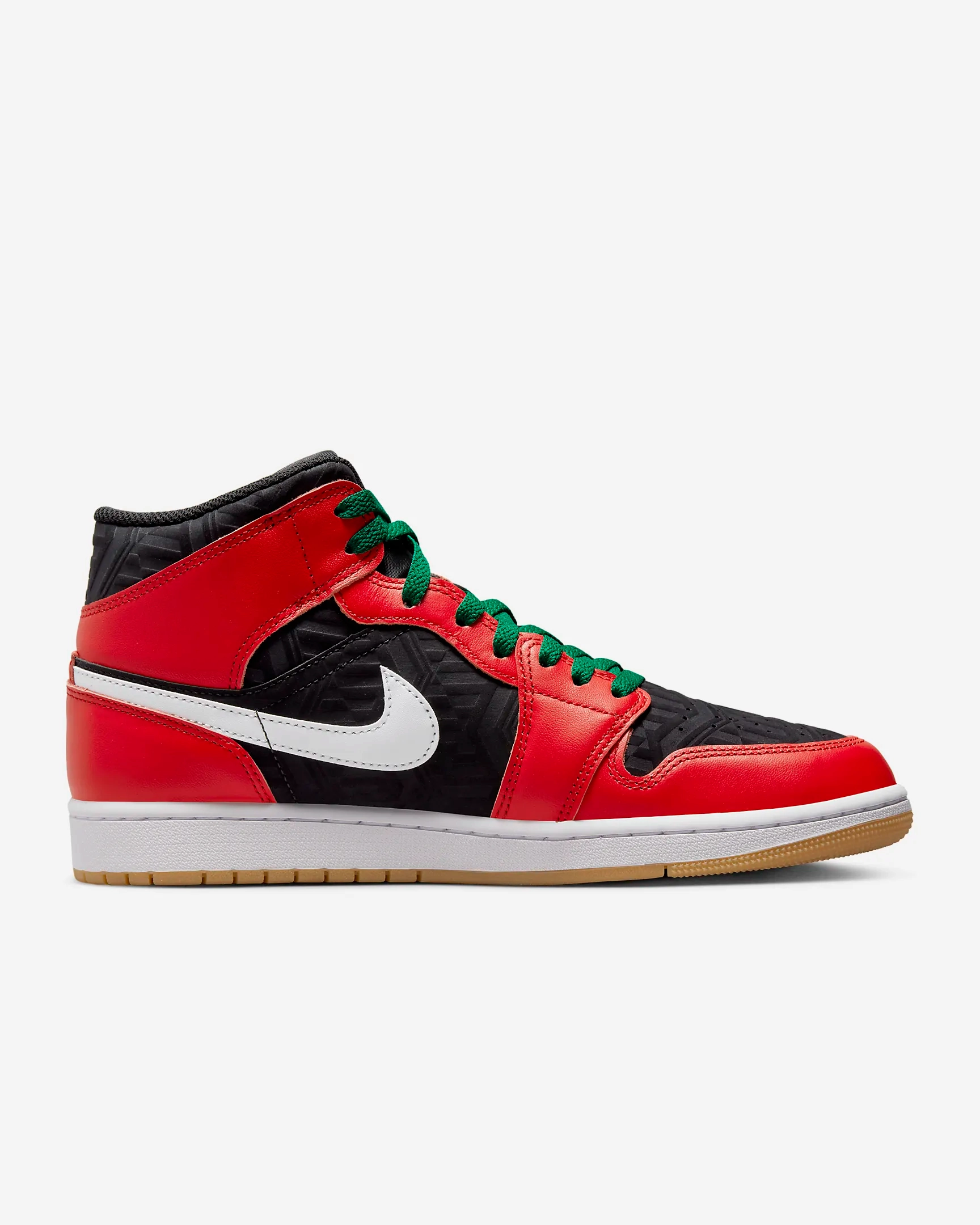 Grounding Sneakers Nike Men's Air Jordan 1 Mid SE Shoes - Black / White / Malachite / Fire Red