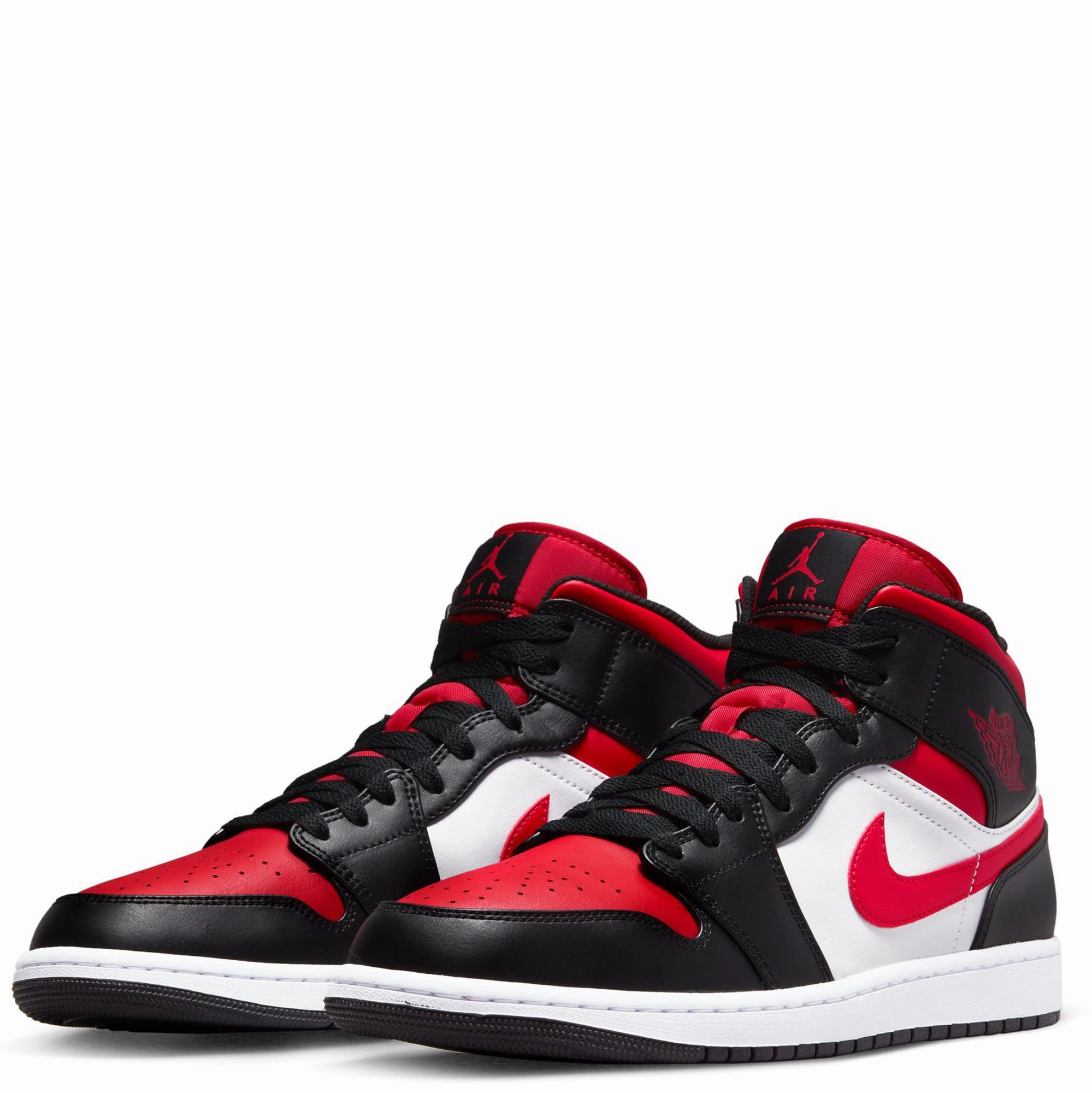 Women Sneakers Nike Men's Air Jordan 1 Mid Shoes - Black / Fire Red / White
