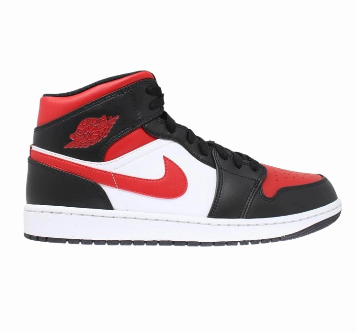 Nike Men's Air Jordan 1 Mid Shoes - Black / Fire Red / White Smith Sneakers