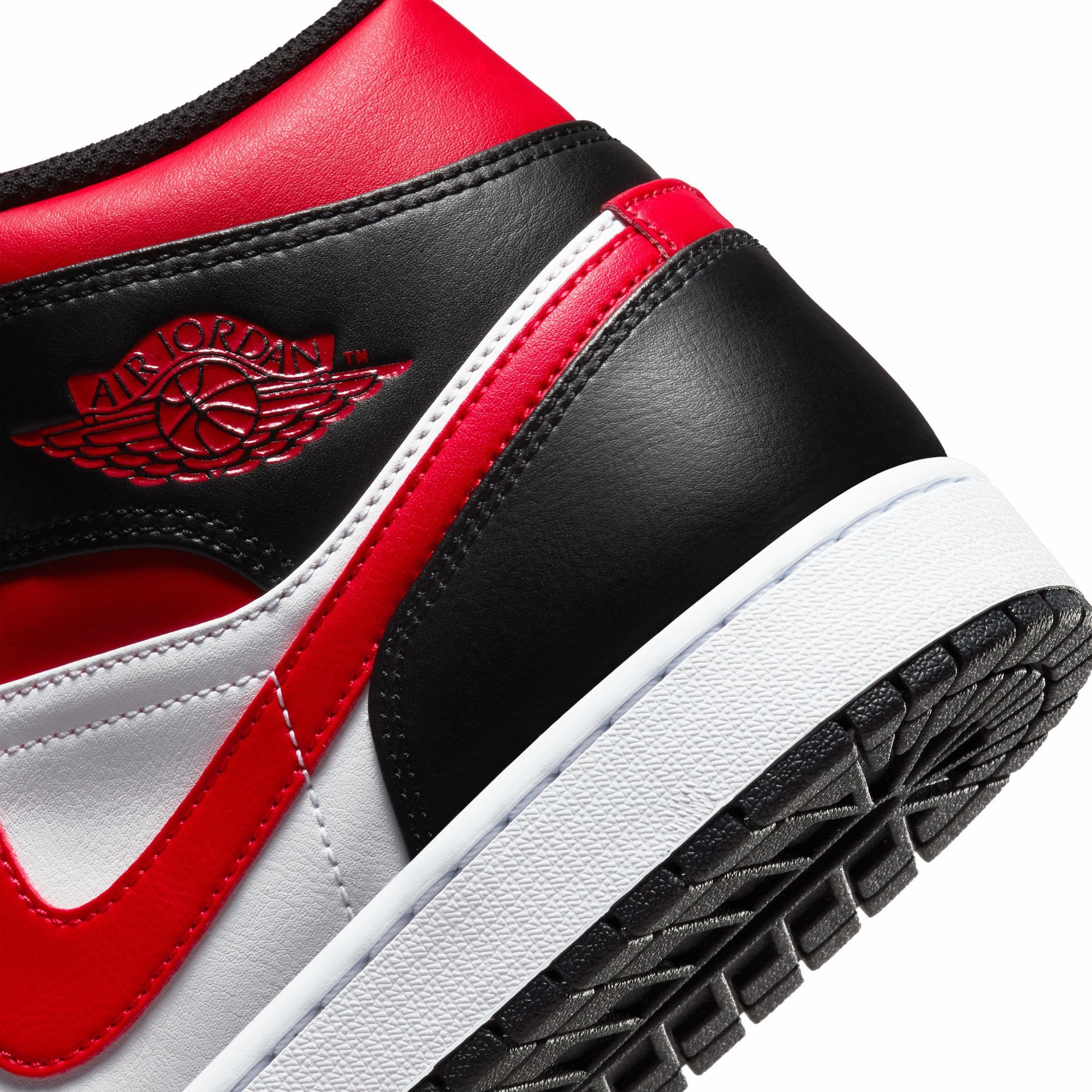 Eagles Sneakers Nike Men's Air Jordan 1 Mid Shoes - Black / Fire Red / White