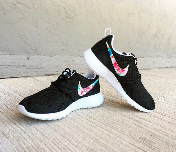 Nike Roshe Run Floral - Girls/Womens Floral Nike Roshe  - Custom Nike Black Roshe Tropical Floral V1 - Floral Nike Shoes - Custom Nike Shoes Nike Shoes Cortez Nylon
