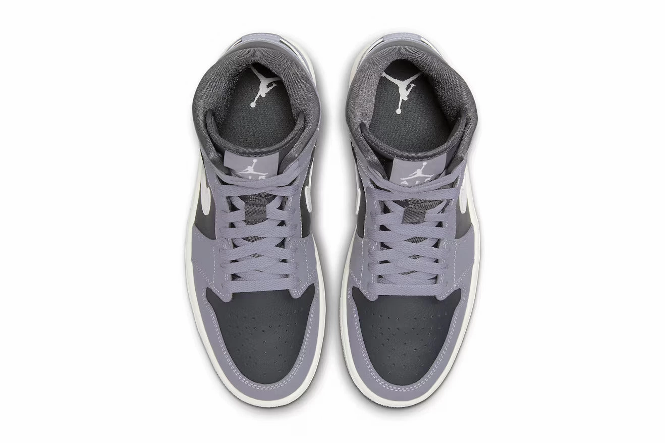 Nike Women's Jordan 1 Mid Shoes - Cement Grey / Sail Extra Wide Slip On Sneakers