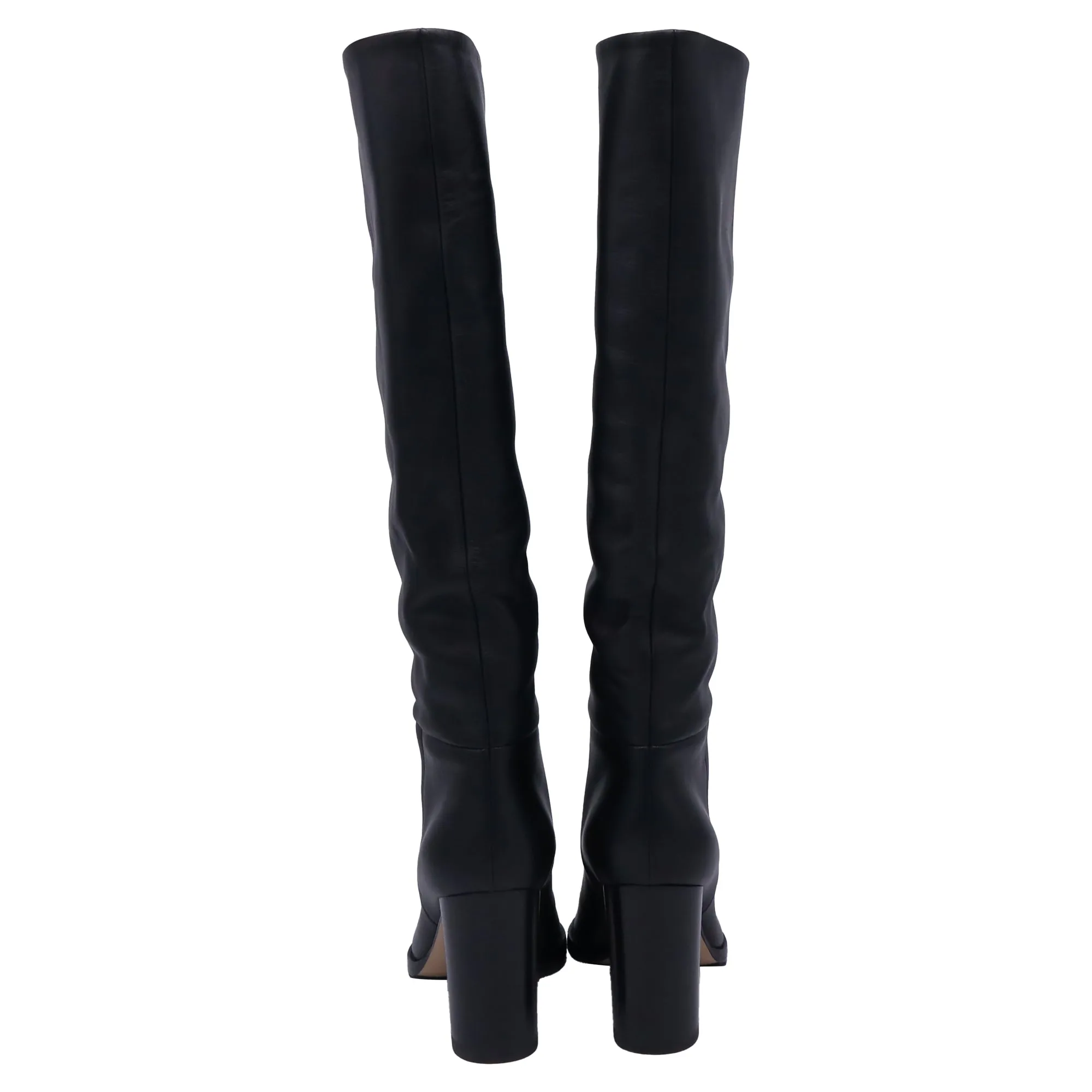 Gianvito Rossi Pointed-Toe Knee-High Boots in Black Calf Leather That Girl In Boots