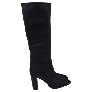 Gianvito Rossi Pointed-Toe Knee-High Boots in Black Calf Leather Boots And Barkley