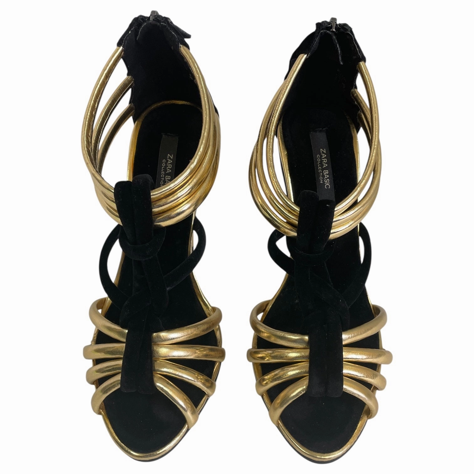 On Cloud Shoes Casual SHOES HEELS STILETTO by ZARA BASIC In BLACK & GOLD, Size: 6