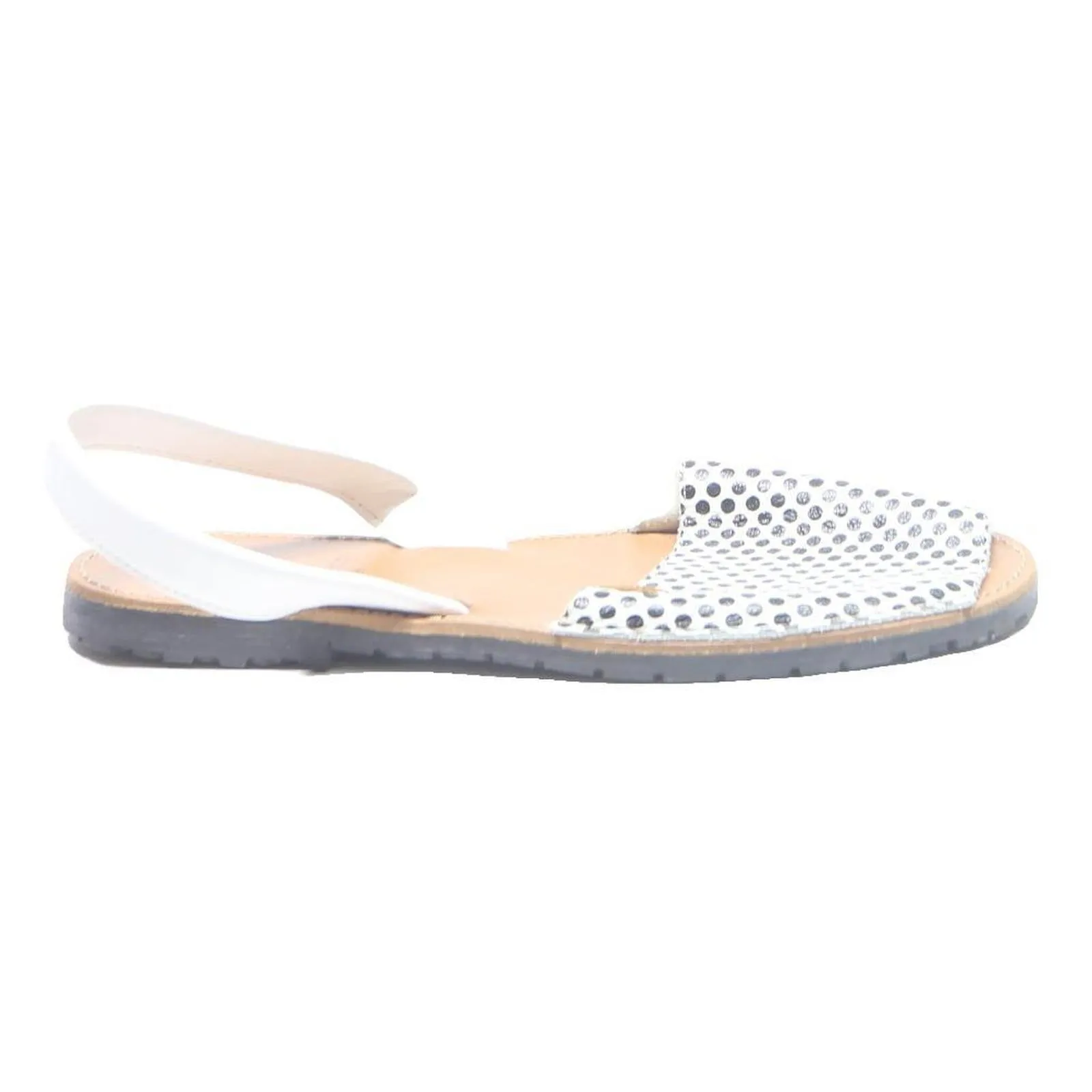 Sandals New OPPA Womens White Black Polka Dot Slingback Flat Sandals Polyester UK 6 Summer