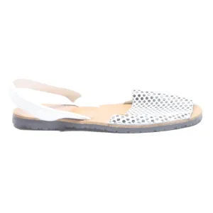 OPPA Womens White Black Polka Dot Slingback Flat Sandals Polyester UK 6 Summer Bicycle Riding Sandals