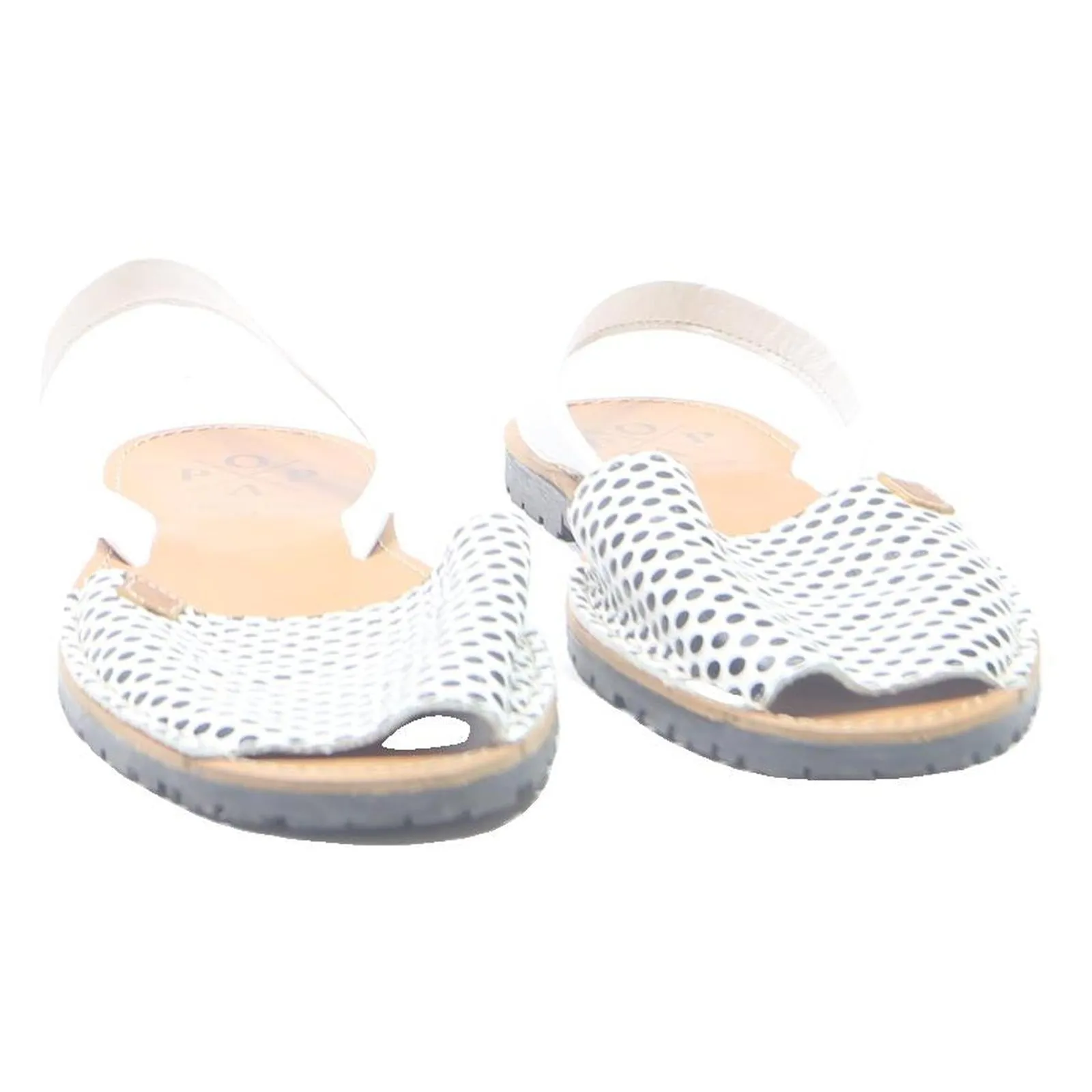 OPPA Womens White Black Polka Dot Slingback Flat Sandals Polyester UK 6 Summer Orthotic Sandals Recovery Walking Slides Arch