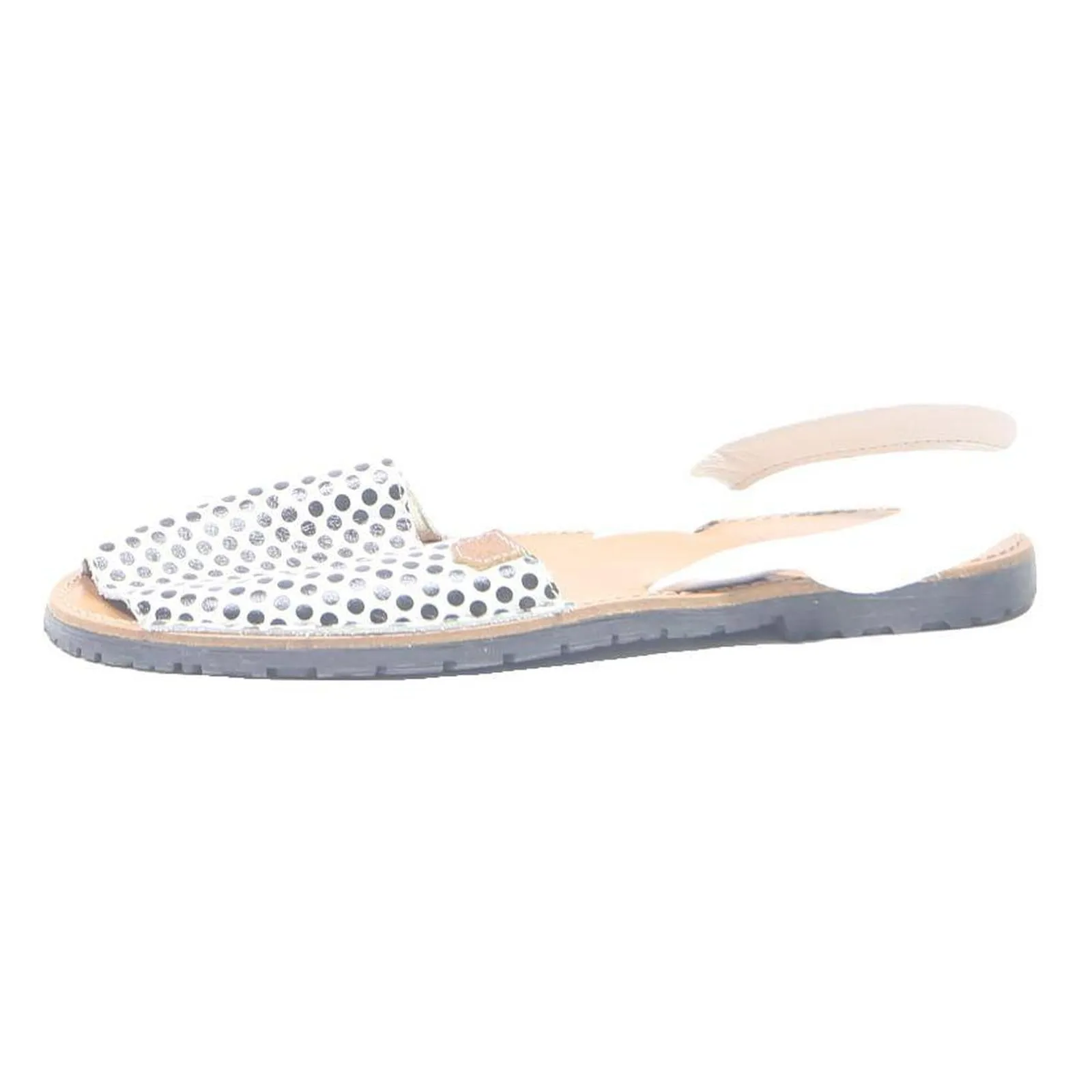 OPPA Womens White Black Polka Dot Slingback Flat Sandals Polyester UK 6 Summer Summer Sandals 2025