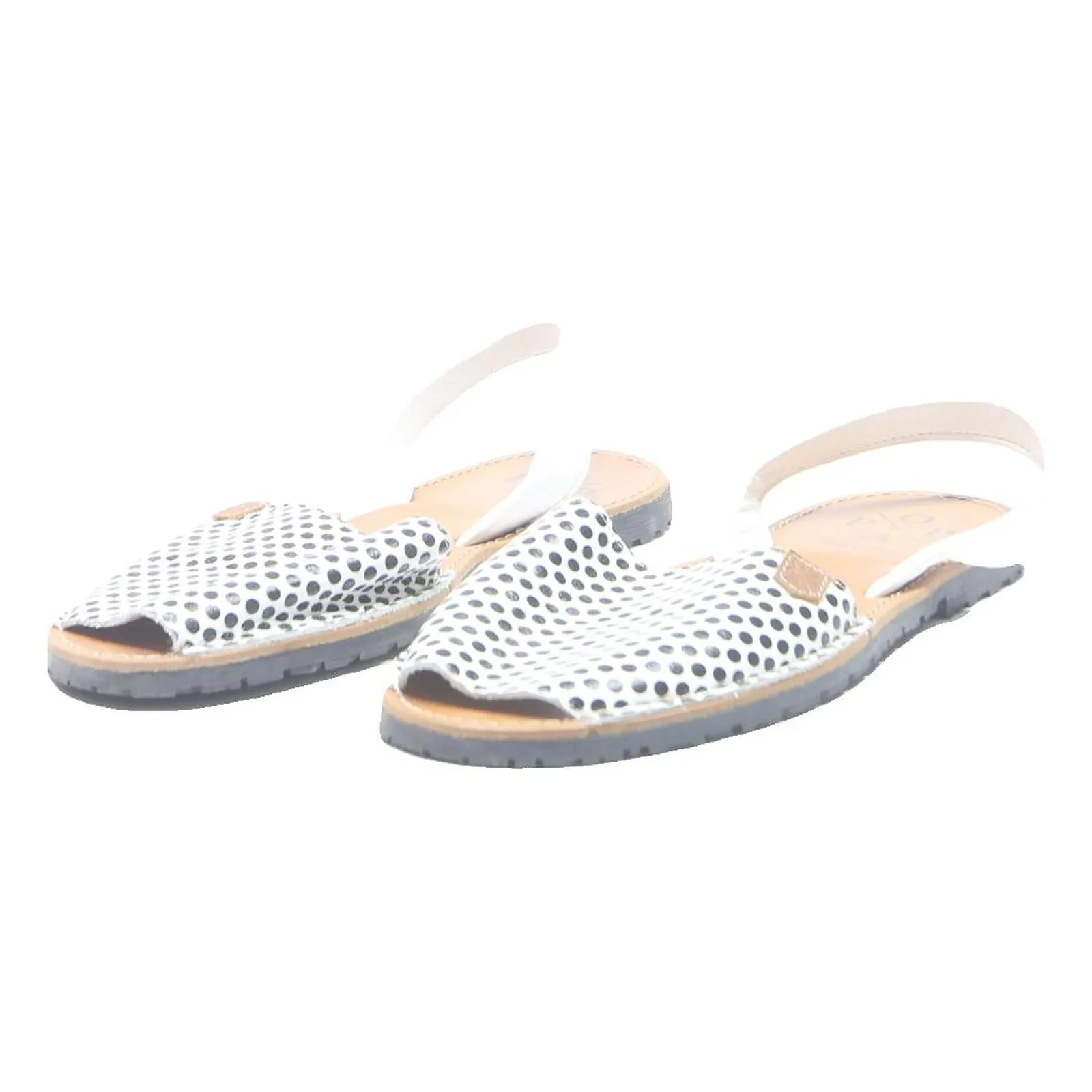 OPPA Womens White Black Polka Dot Slingback Flat Sandals Polyester UK 6 Summer Sandals Butler Service