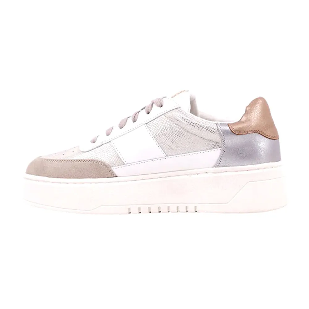 Famous Casual Shoe Brands Oriana Metallic Snake Print Lace Up Sneakers