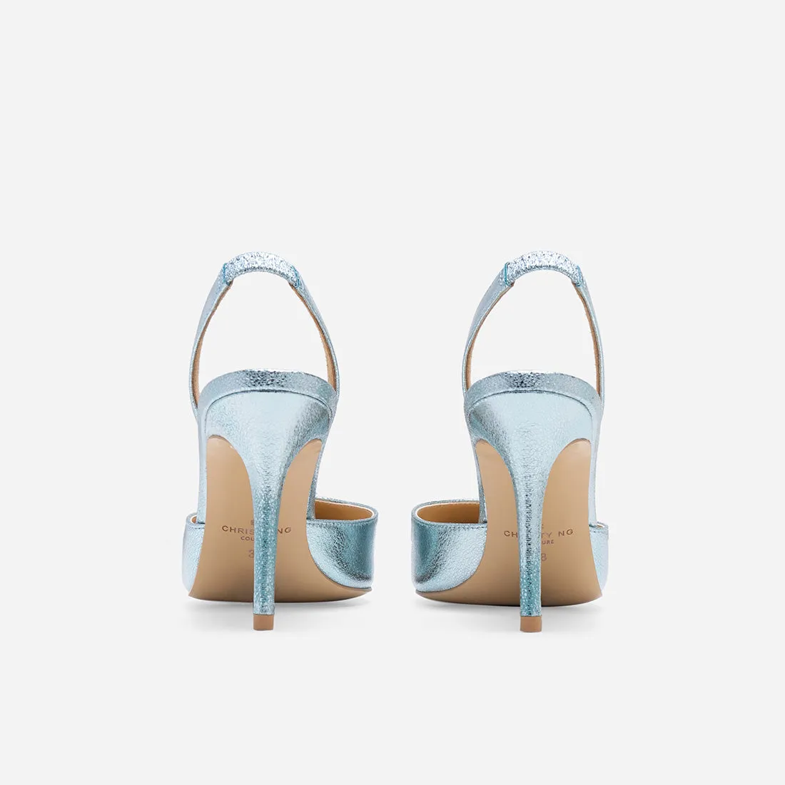 High Heels Studded Hebe Crinkle Pumps