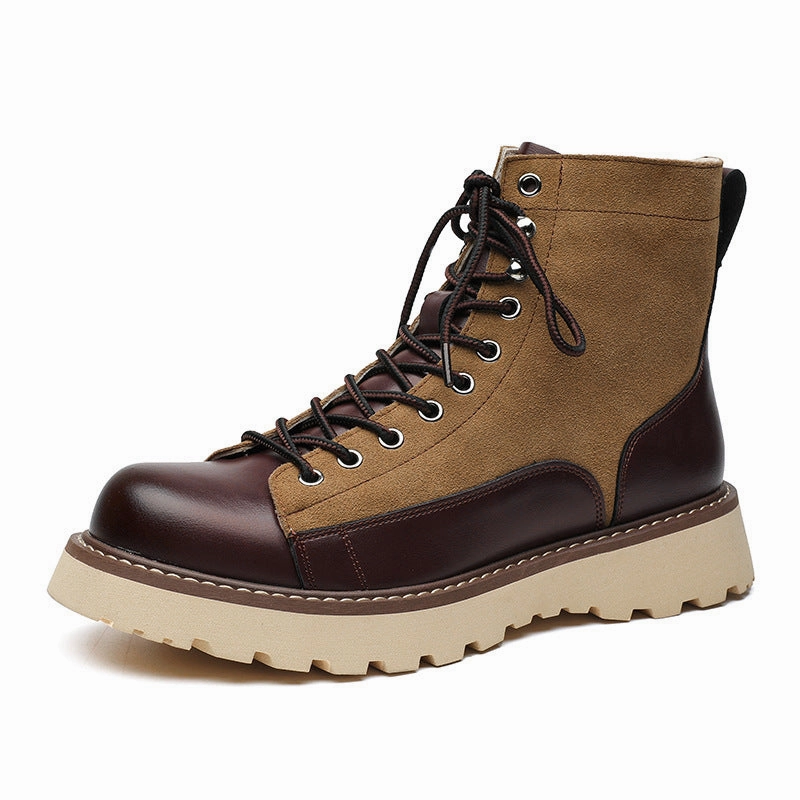 Patchwork Retro All-matching Work Clothes Boots Boots For Midi Dresses