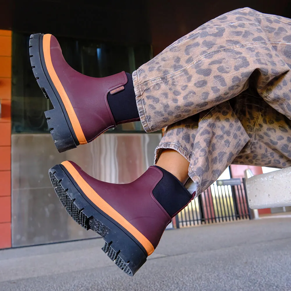 Square Toe Chelsea Boots Tully Rain Boot in Plum from Merry People
