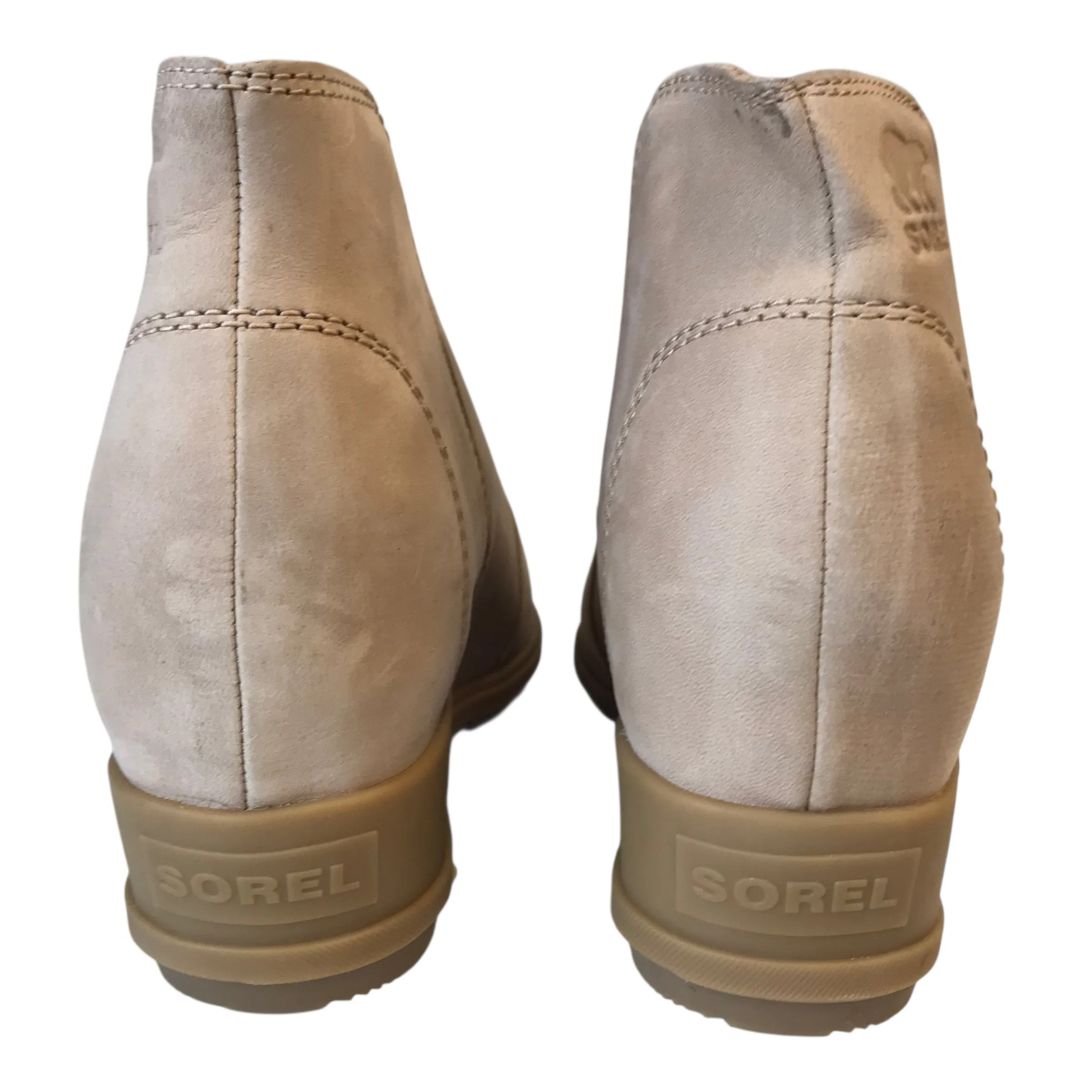 Square Toe Work BOOTS ANKLE HEELS by SOREL in TAN, Size:10